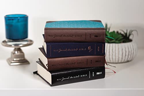 NIV, Journal the Word Bible, Leathersoft, Brown, Red Letter, Comfort Print: Reflect, Take Notes, or Create Art Next to Your Favorite Verses