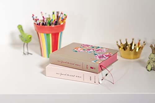 NIV, Journal the Word Bible for Teen Girls, Hardcover, Pink Floral, Red Letter: Includes Over 450 Journaling Prompts!