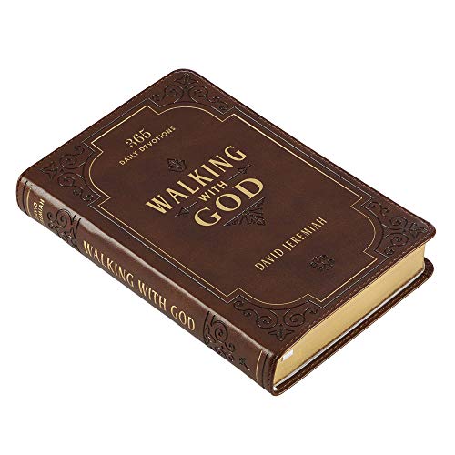 Walking with God Devotional - Brown Faux Leather Daily Devotional for Men & Women 365 Daily Devotions