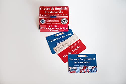 Civics and English flashcards to Study for The US citizenship Test with All 100 USCIS Illustrated Questions and Answers for American Civics and English Proficiency Exams