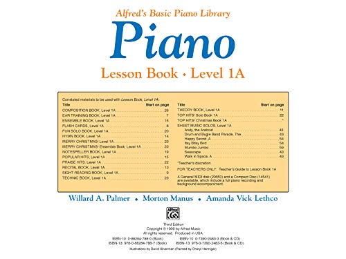 Alfred's Basic Piano Library Lesson Book, Bk 1A: Book & CD (Alfred's Basic Piano Library, Bk 1A)