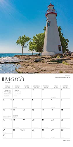 Ohio Places | 2024 12 x 24 Inch Monthly Square Wall Calendar | BrownTrout | USA United States of America Midwest State Nature