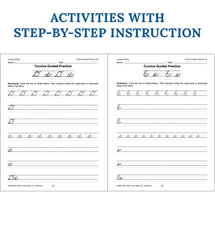 Mark Twain Cursive Handwriting Workbook for Kids Age 8-12, Letters, Sight Words, and Sentence Writing Practice, Middle School Cursive Handwriting Practice Workbook, Classroom or Homeschool Curriculum