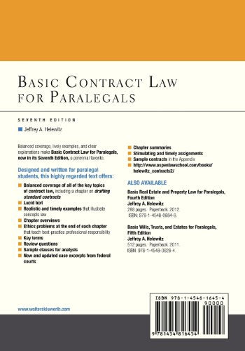 Basic Contract Law for Paralegals, Seventh Edition (Aspen College)