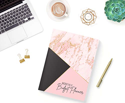 Monthly Budget Planner: Daily and Weekly Financial Organizer | Savings - Bills - Debt Trackers | January - December | Gold Black & Pink Marble