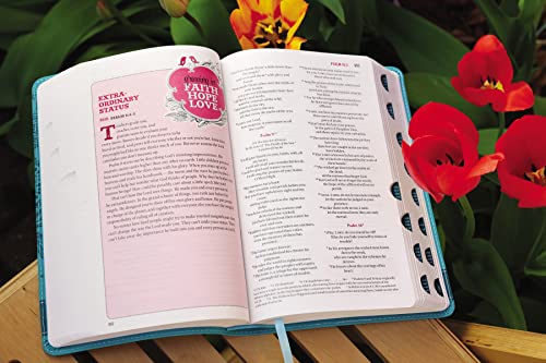 NIV, Bible for Teen Girls, Leathersoft, Blue, Thumb Indexed Tabs: Growing in Faith, Hope, and Love