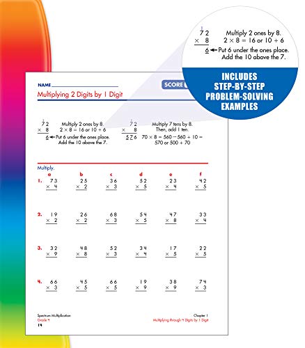 Spectrum 4th Grade Math Multiplication Workbooks, Ages 9 to 10, 4th Grade Math Multiplication, State Standards Multiplication Practice, Activities ... Tests, and Answer Key - 96 Pages (Volume 6)
