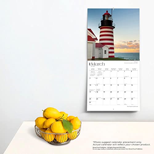 New England Lighthouses | 2024 12 x 24 Inch Monthly Square Wall Calendar | BrownTrout | USA United States of America East Coast Scenic Nature