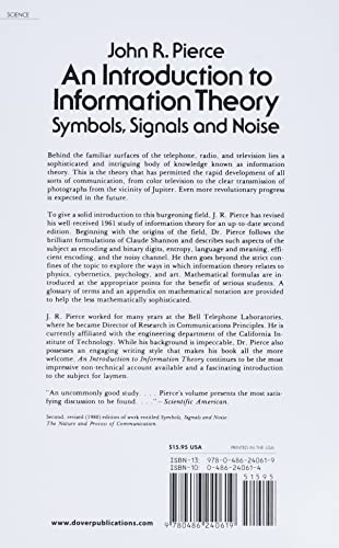 An Introduction to Information Theory: Symbols, Signals and Noise (Dover Books on Mathematics)