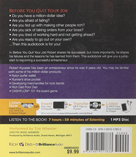 Rich Dad's Before You Quit Your Job (Rich Dad's (Audio))