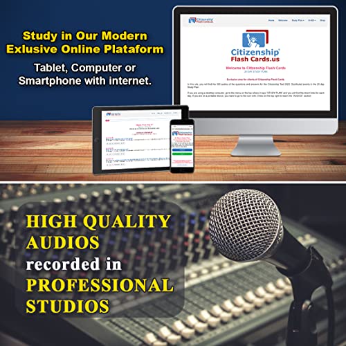 US Citizenship Flash Cards 2023-2024: Naturalization Test Study Guide with 100 USCIS Questions and Answers Flashcards Includes Online Audios