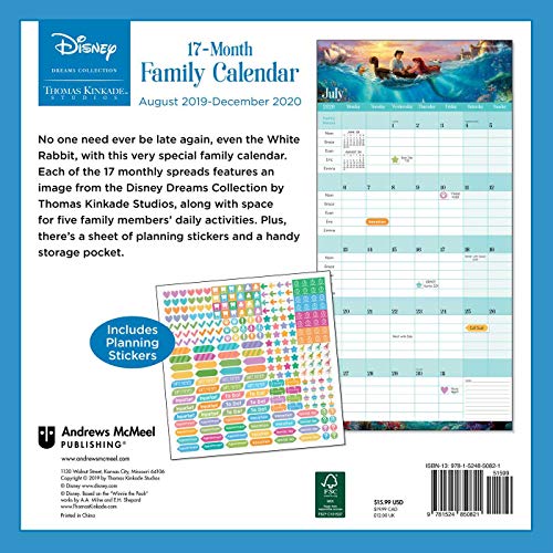 Thomas Kinkade Studios: Disney Dreams Collection 17-Month 2019-2020 Family Wall