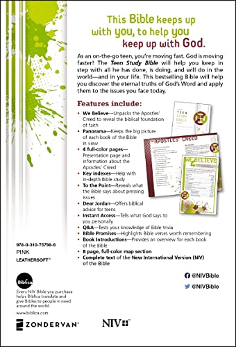 NIV, Teen Study Bible, Compact, Leathersoft, Pink