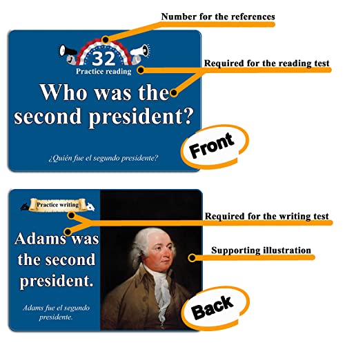 Civics and English flashcards to Study for The US citizenship Test with All 100 USCIS Illustrated Questions and Answers for American Civics and English Proficiency Exams