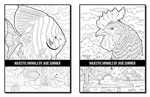 Majestic Animals: An Adult Coloring Book with Beautiful Animals and Relaxing Nature Scenes