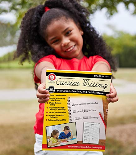 Mark Twain Cursive Handwriting Workbook for Kids Age 8-12, Letters, Sight Words, and Sentence Writing Practice, Middle School Cursive Handwriting Practice Workbook, Classroom or Homeschool Curriculum