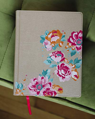 NIV, Journal the Word Bible for Teen Girls, Leathersoft over Board, Gold/Floral, Red Letter: Includes Over 450 Journaling Prompts!