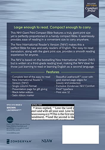 NIrV, Giant Print Compact Bible, Leathersoft, Brown, Comfort Print