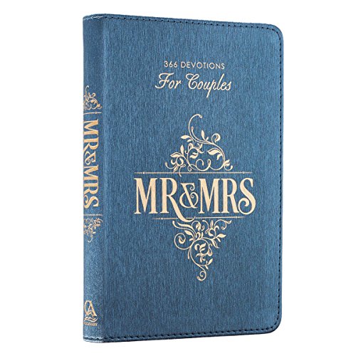 Mr. & Mrs. 366 Devotions for Couples Enrich Your Marriage and Relationship Blue Faux Leather Flexcover Devotional Gift Book w/ Ribbon Marker