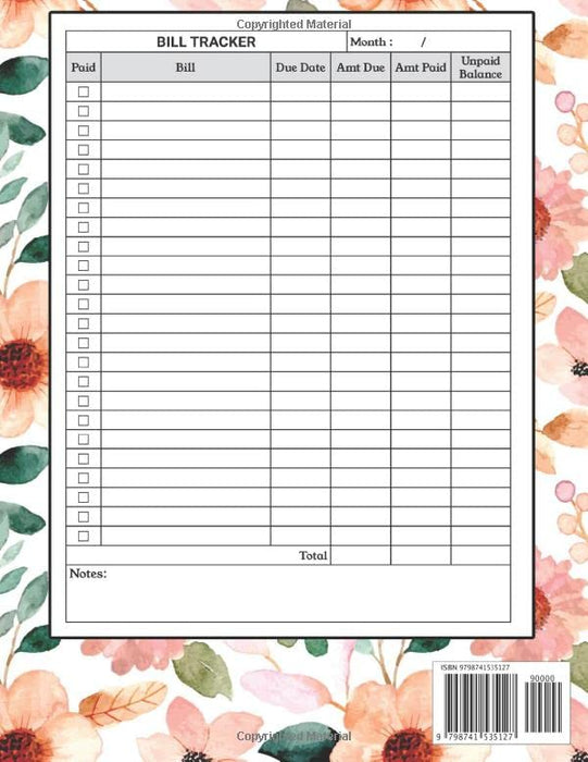 Bill Payments Tracker: Bill Payment Organizer Log Book Monthly Bill Planner Notebook | Expense and Bill Tracker