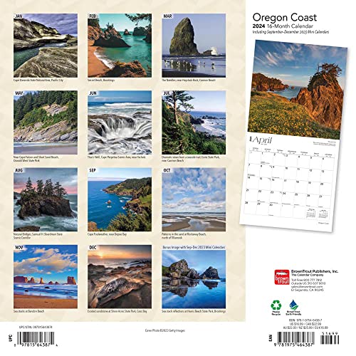 Oregon Coast | 2024 12 x 24 Inch Monthly Square Wall Calendar | BrownTrout | USA United States of America Pacific West State Ocean Sea Nature
