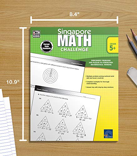 Singapore Math Challenge 5th Grade Math Workbooks, Singapore Math Grade 5 and Up, Patterns, Equations, Prime Numbers, and Fractions Workbook, 5th Grade Math Classroom or Homeschool Curriculum