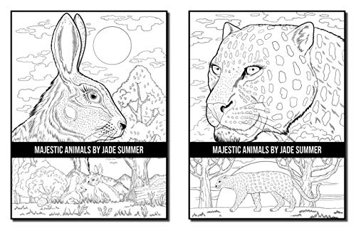 Majestic Animals: An Adult Coloring Book with Beautiful Animals and Relaxing Nature Scenes
