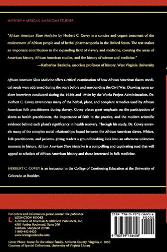 African American Slave Medicine: Herbal and non-Herbal Treatments