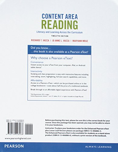 Content Area Reading: Literacy and Learning Across the Curriculum, Loose-Leaf Version (12th Edition)