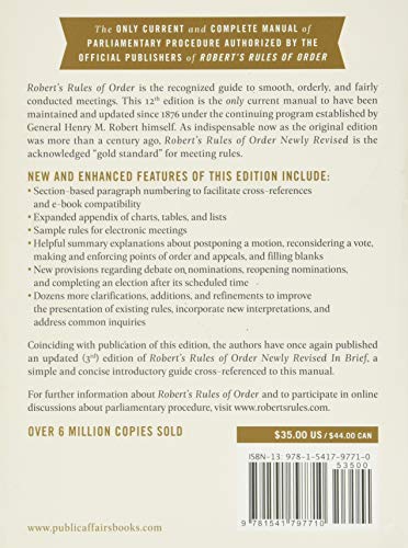 Robert's Rules of Order Newly Revised, 12th edition