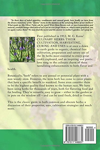 Culinary Herbs: Their Cultivation, Harvesting, Curing and Uses