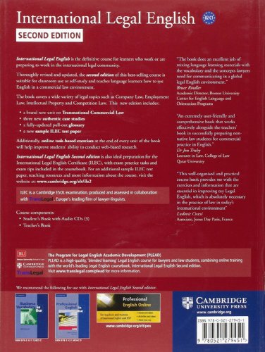 International Legal English Student's Book with Audio CDs (3): A Course for Classroom or Self-study Use