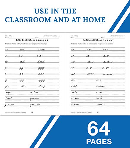 Mark Twain Cursive Handwriting Workbook for Kids Age 8-12, Letters, Sight Words, and Sentence Writing Practice, Middle School Cursive Handwriting Practice Workbook, Classroom or Homeschool Curriculum
