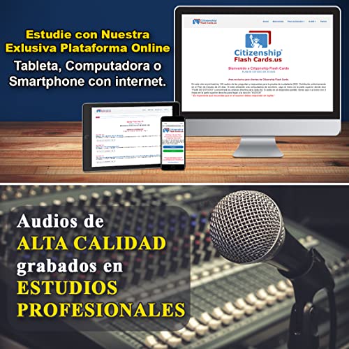 US Citizenship Flash Cards 2023-2024: Study Guide: Ciudadania Americana Spanish and English. 100 Flash Cards incluye Audios Online. USCIS 100 Preguntas y respuestas