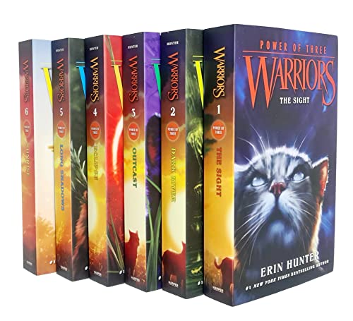 Warriors Cat Power of Three Book 1-6 Series 3 Books Collection Set By Erin Hunter (The Sight, Dark River, Outcast, Eclipse, Long Shadows & Sunrise)