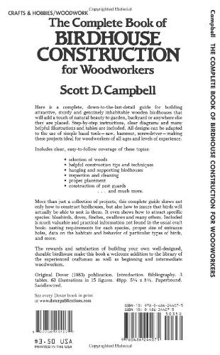 The Complete Book of Birdhouse Construction for Woodworkers (Dover Woodworking)