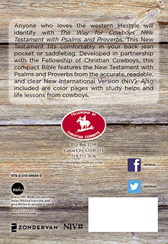 NIV, The Way for Cowboys New Testament with Psalms and Proverbs, Paperback