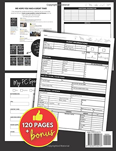 PILOT LOGBOOK FOR SIMMERS: The Perfect and Handy Flight Simulator Handbook/Notebook for Virtual Pilots (PILOT'S LOGBOOK for SIMMERS)