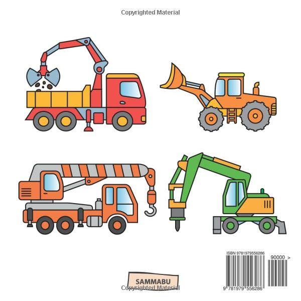 Construction Vehicles Colouring Book: Diggers, Dumpers, Cranes and Trucks for Children (Ages 2-4)