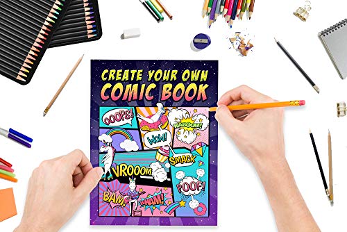 Create Your Own Comic Book: 100 Blank Comic Book Templates for Adults, Teens & Kids: Unicorn Cover 2834