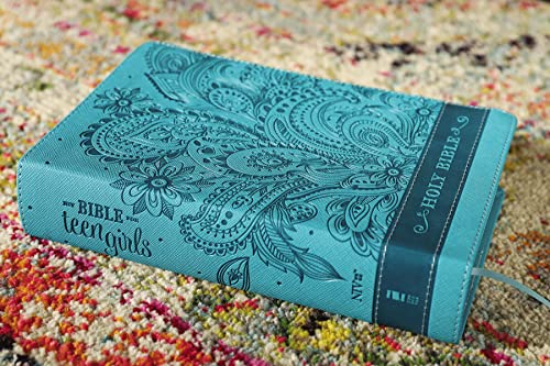 NIV, Bible for Teen Girls, Leathersoft, Blue, Thumb Indexed Tabs: Growing in Faith, Hope, and Love