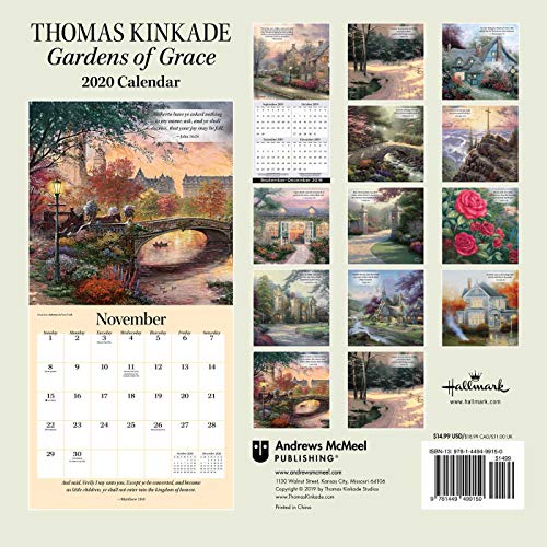 Thomas Kinkade Gardens of Grace with Scripture 2020 Wall Calendar
