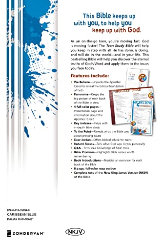 NKJV, Teen Study Bible, Leathersoft, Blue