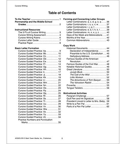 Mark Twain Cursive Handwriting Workbook for Kids Age 8-12, Letters, Sight Words, and Sentence Writing Practice, Middle School Cursive Handwriting Practice Workbook, Classroom or Homeschool Curriculum