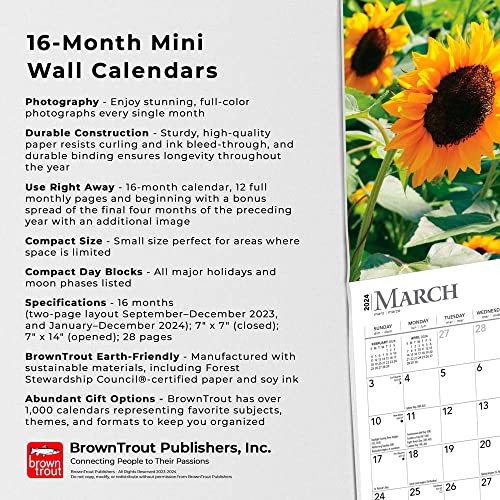 Sunflowers | 2024 7 x 14 Inch Monthly Mini Wall Calendar | BrownTrout | Flower Outdoor Plant