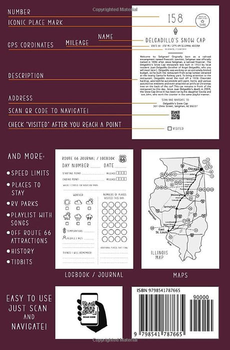 Route 66 Travel Guide - 202 Amazing Places: Chicago to Santa Monica Westbound Edition bucket list with Logbook Journal Road Trip USA (Route 66 Travel Guides)