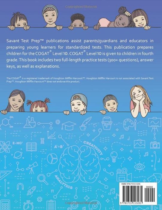 COGAT Grade 4 Test Prep: Gifted and Talented Test Preparation Book - Two Practice Tests for Children in Fourth Grade (Level 10)