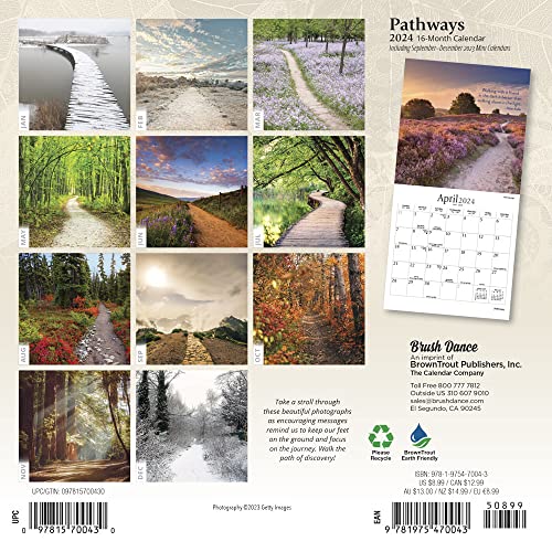 Pathways | 2024 7 x 14 Inch Monthly Mini Wall Calendar | Brush Dance | Photography Journey Scenic Nature