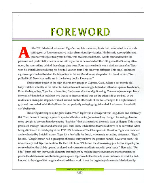 How I Play Golf by Woods, Tiger (2001) Hardcover