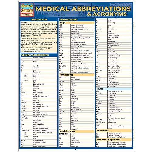 Medical Abbreviations & Acronyms (Quick Study Academic)